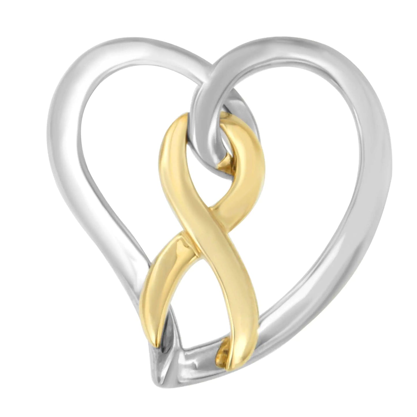 14K guld och silver hjärta rosett hänge halsband
