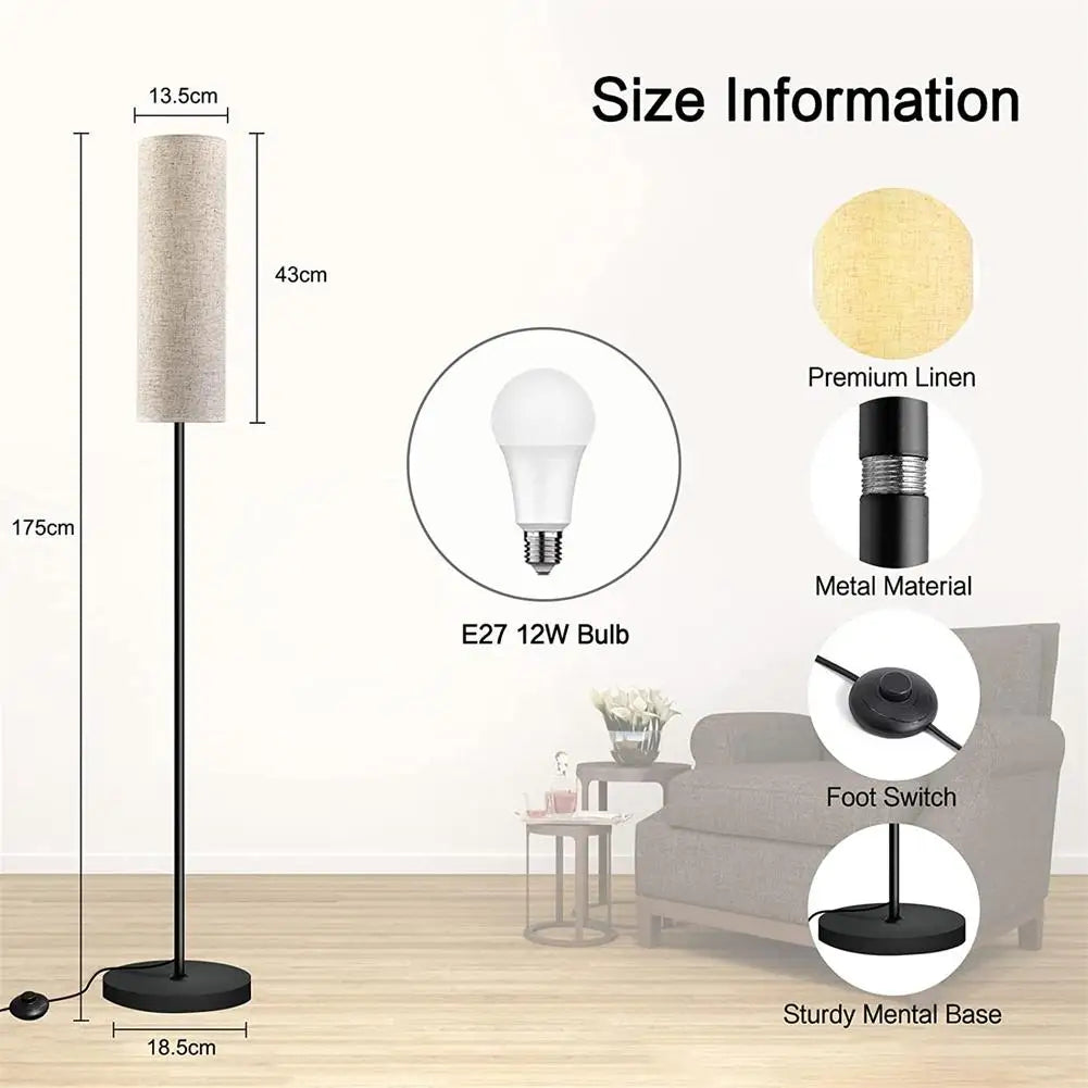 LED golvlampa med linne lampskärm
