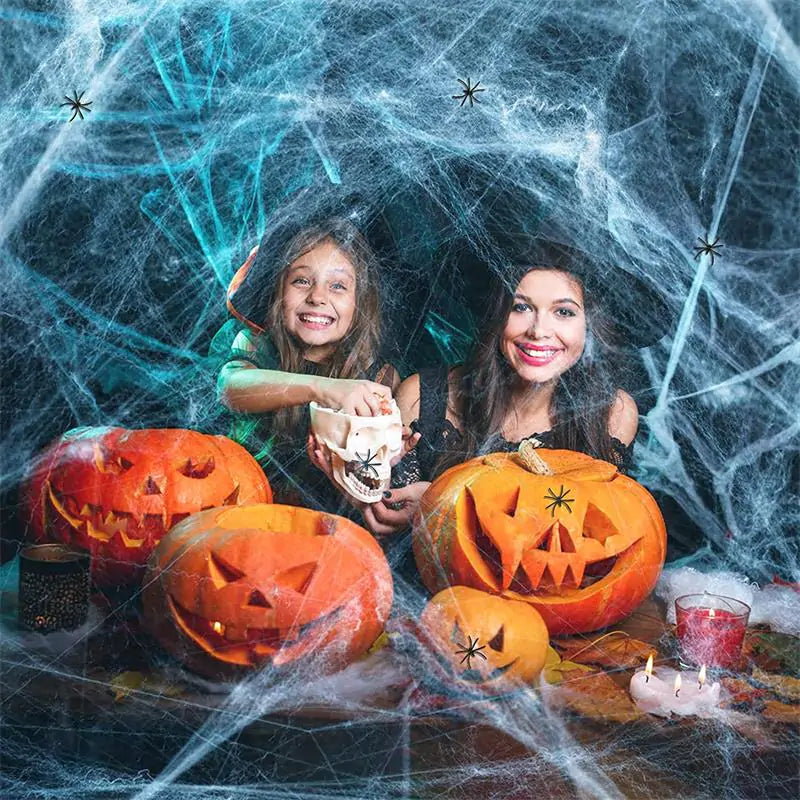 900 sqft spindelnät Halloween-dekorationer, superstretch spindelnät för halloween festtillbehör inomhus och utomhus