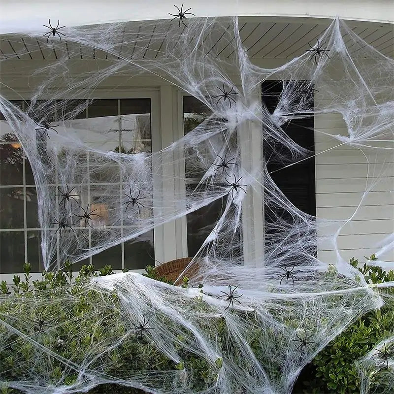 900 sqft spindelnät Halloween-dekorationer, superstretch spindelnät för halloween festtillbehör inomhus och utomhus