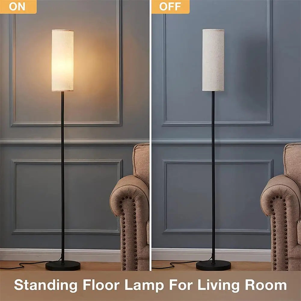 LED golvlampa med linne lampskärm