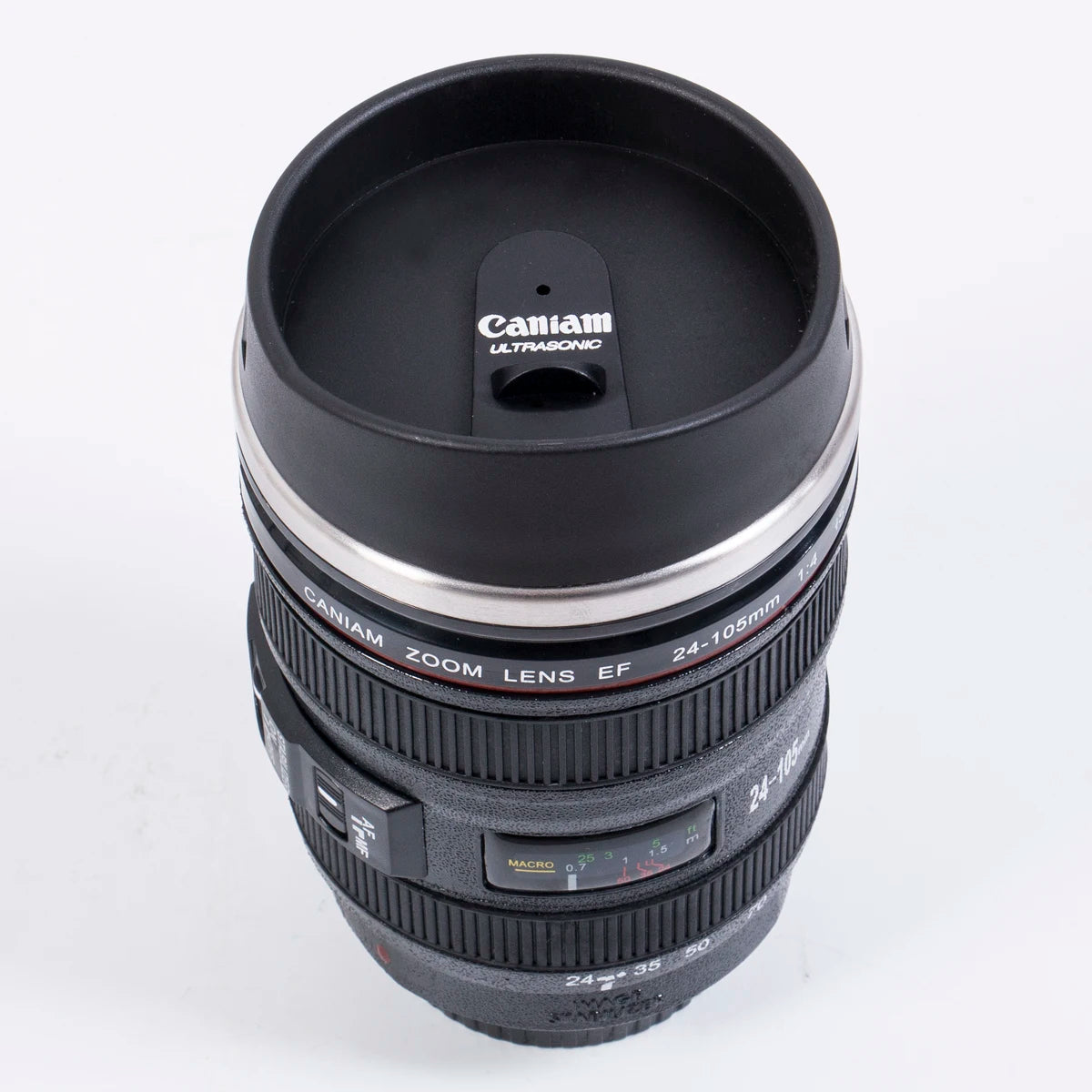 400ML 304 Stainless Steel Cup Lens Thermos Camera Travel Coffee Tea Cup Mug Lens Creative Cup Brushed Liner Black Water Bottle