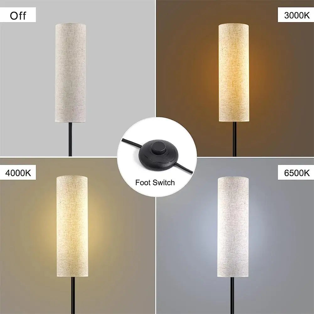 LED golvlampa med linne lampskärm