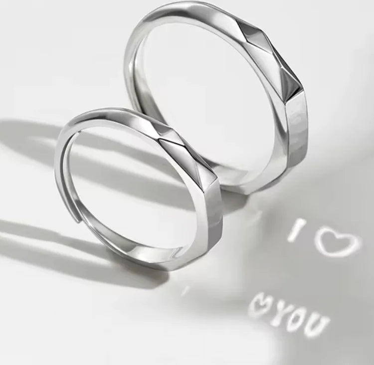 Verstellbarer Verlobungsring aus 925er Sterlingsilber – „Ich liebe dich“-Projektions-Verlobungsring für Paare