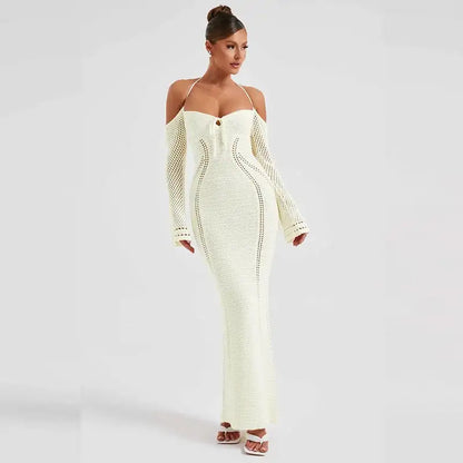 Halter Knit Dress Off Shoulder