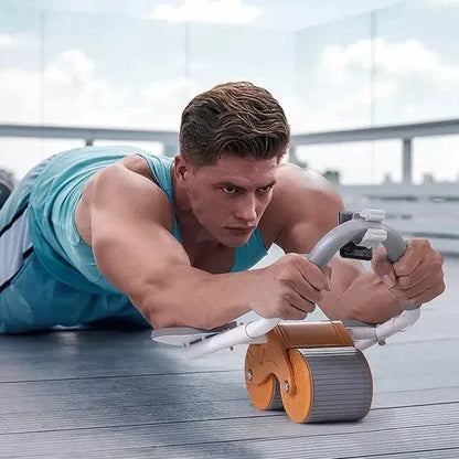 Neues Bauchmuskel-Roller-Rad mit Timer und Kniematte, automatisches Rückfederungs-Bauchmuskel-Rad mit Ellenbogenstütze, Bauchmuskel-Trainingsgerät zur Stärkung der Rumpfmuskulatur, Bauchmuskel-Trainingsroller für Frauen und Männer