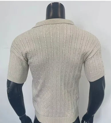 Herren Top Strickknopf Kurzarm