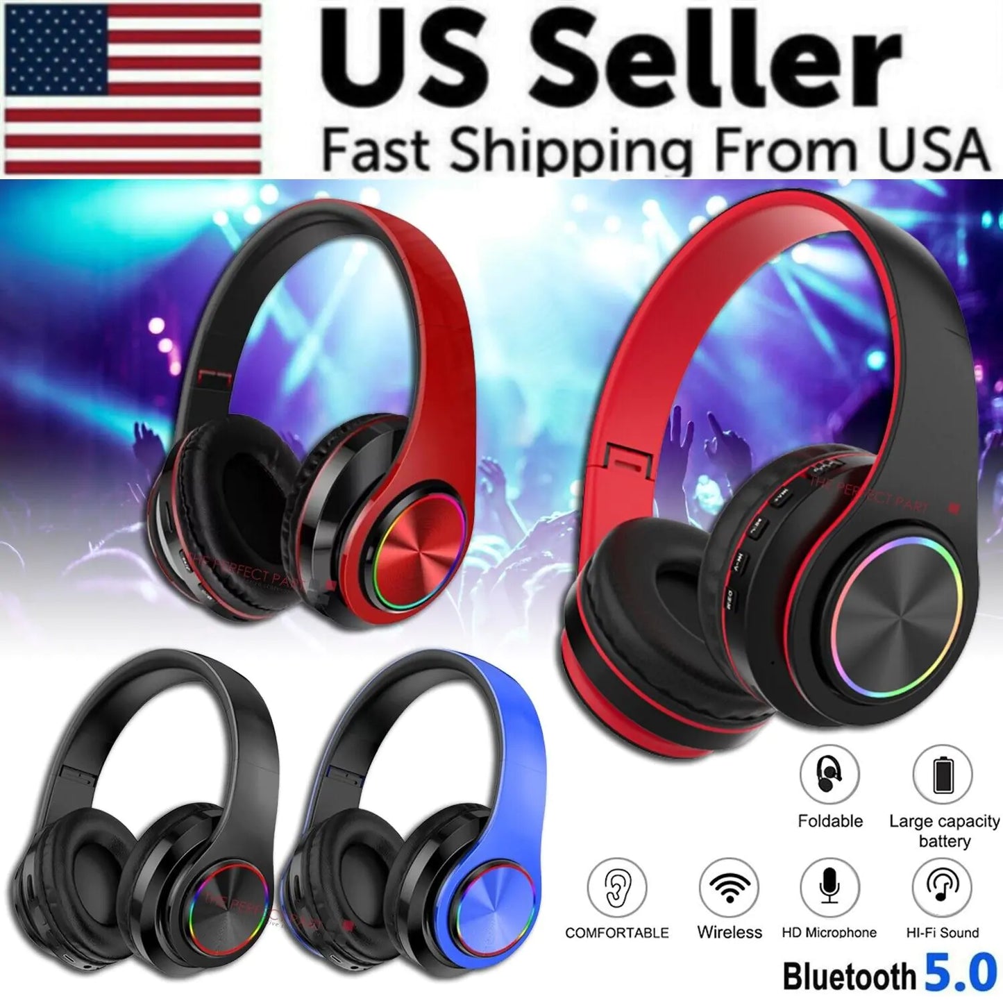 Super Bass Drahtlose Bluetooth Kopfhörer Faltbare Stereo Ohrhörer Headsets Mic