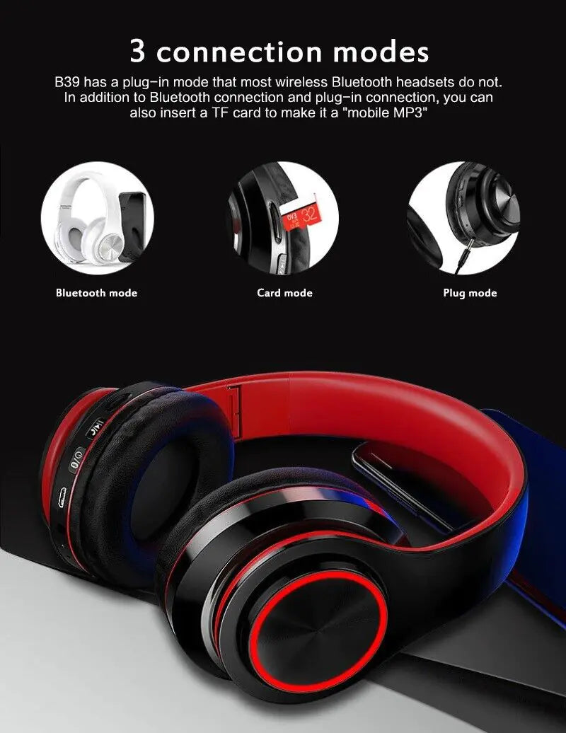 Super Bass Drahtlose Bluetooth Kopfhörer Faltbare Stereo Ohrhörer Headsets Mic