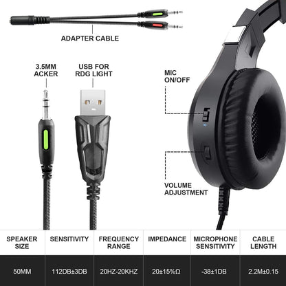 Gaming-Headset mit Mikrofonlicht