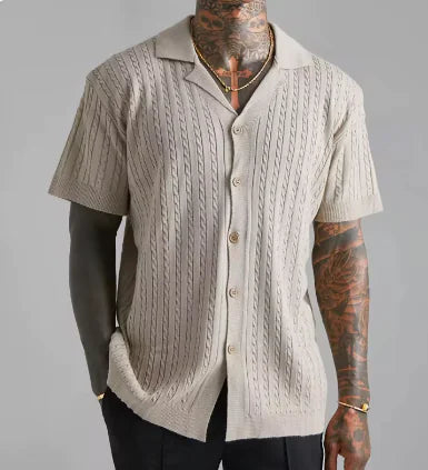 Herren Top Strickknopf Kurzarm