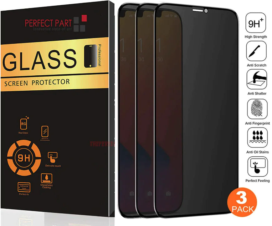 Displayschutz aus gehärtetem Glas, 3er-Pack für iPhone 15 14 13 12 11 Pro Max, Privatsphäre