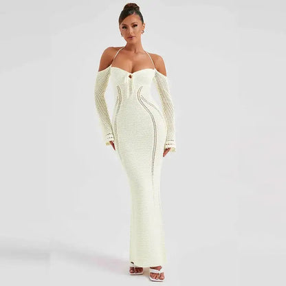 Halter Knit Dress Off Shoulder