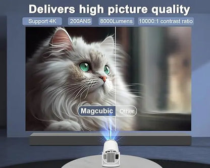 Projector MAGCUBIC 4K 1080P Support, Portable Projector WiFi6 BT 5.0 Android 11, Smart Projector Auto Horizontal Correction,180°Rotatable Outdoor Movie Projector Compatible with Phone