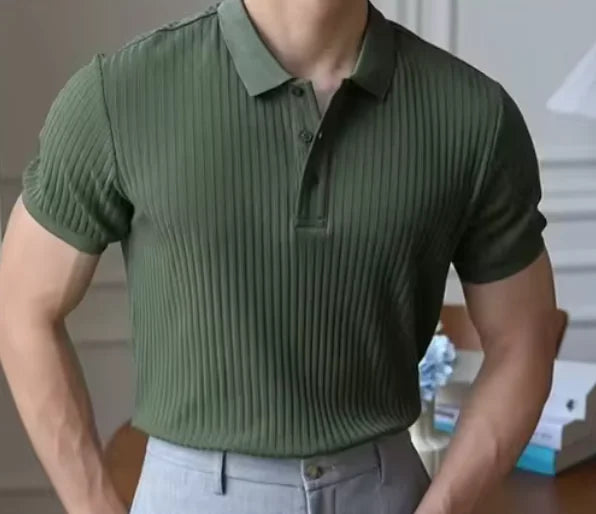 Lässiges, geripptes Strick-Poloshirt für Herren