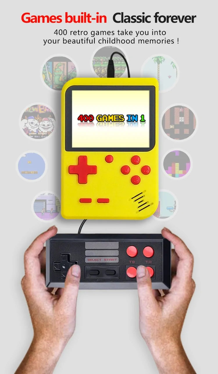 Tragbare Retro-Handheld-Spielekonsole 400-in-1, mit 3,0-Zoll-LCD-Bildschirm, TV-Unterstützung