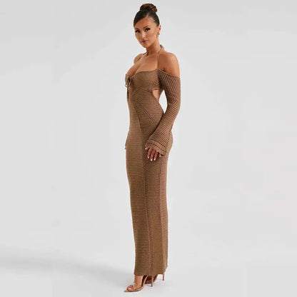 Halter Knit Dress Off Shoulder