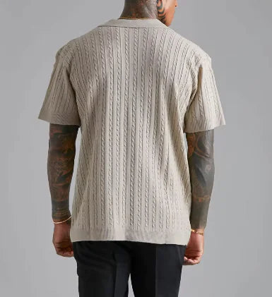 Herren Top Strickknopf Kurzarm
