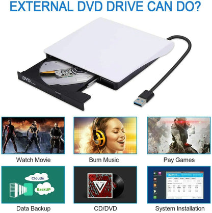 Schlankes externes CD-DVD-Laufwerk USB 3.0 Disc-Player Brenner Schriftsteller für Laptop PC Mac