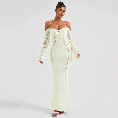 Halter Knit Dress Off Shoulder