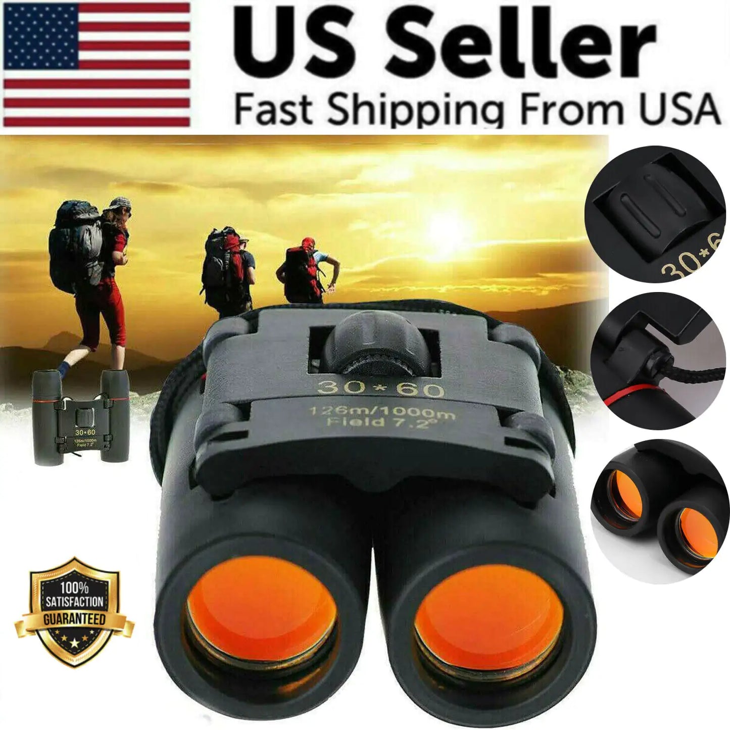 Fernglas 30x60 Zoom Outdoor Reise Kompakte Faltung Teleskop Jagd Tag/Nacht