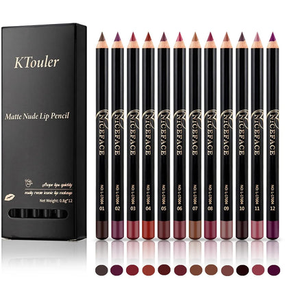 Ktouler Mattes Lipliner-Stift-Set – 12