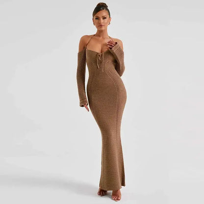 Halter Knit Dress Off Shoulder