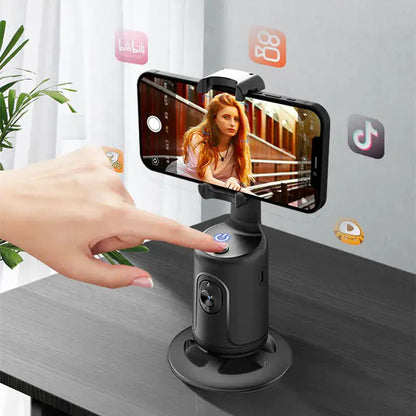 Stativ mit automatischer Gesichtsverfolgung, 360 ° drehbarer Telefonständer mit automatischer Verfolgung, keine App, Telefonkameraständer mit Fernbedienung und Gestensteuerung, wiederaufladbarer intelligenter Aufnahmeständer für Live-Videoaufnahmen TikTok