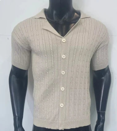 Herren Top Strickknopf Kurzarm