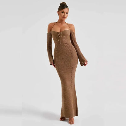Halter Knit Dress Off Shoulder