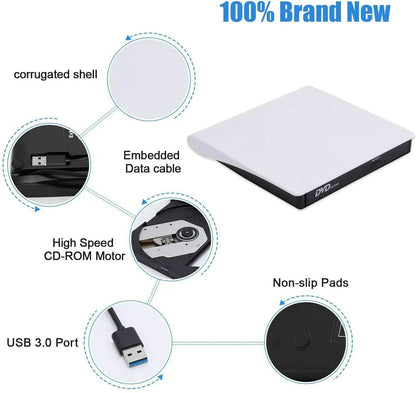 Schlankes externes CD-DVD-Laufwerk USB 3.0 Disc-Player Brenner Schriftsteller für Laptop PC Mac