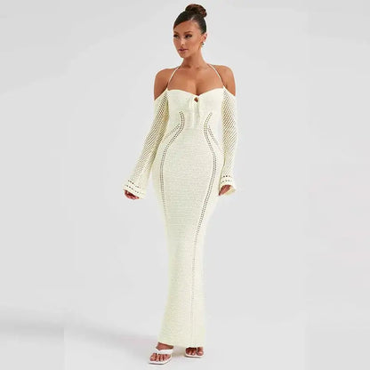 Halter Knit Dress Off Shoulder