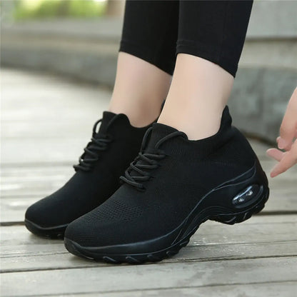 Dam Sneakers Walking Skor Lace-On Sock